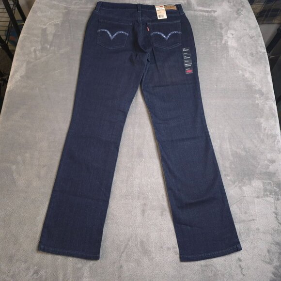 Levis Womens 505 Classic Straight Leg Jeans 8 Dark Wash Mid Rise Stretch - Picture 3 of 8